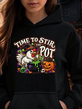 Chicken Witch HOODIE Graphic Sweatshirt Adult Unisex Halloween Funny Sarcastic